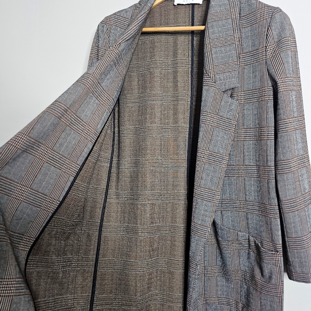 ASTR The Label Brown Black Plaid Oversized Coat Size Small - Picture 4 of 10